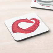 Dessous-de-verre Dragon de coeur rouge en blanc (Côté gauche)
