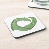 Dessous-de-verre Dragon de coeur vert olive blanc (Côté gauche)