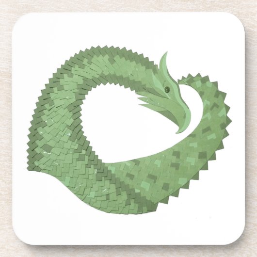 Dessous-de-verre Dragon de coeur vert olive blanc (Devant)