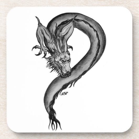 Dessous-de-verre Dragon noir et blanc (Devant)