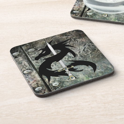 Dessous-de-verre Dragon noir et épée (Côté gauche)