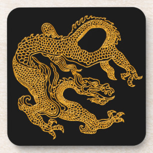Dessous-de-verre Dragon oriental d'or 01