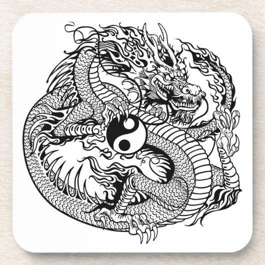 Dessous-de-verre dragon tenant yin yang (Devant)
