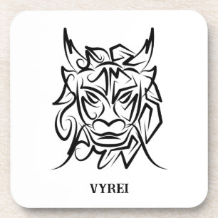 Dessous-de-verre Dragon tribal noir et blanc