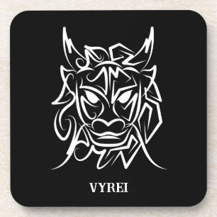 Dessous-de-verre Dragon tribal noir et blanc