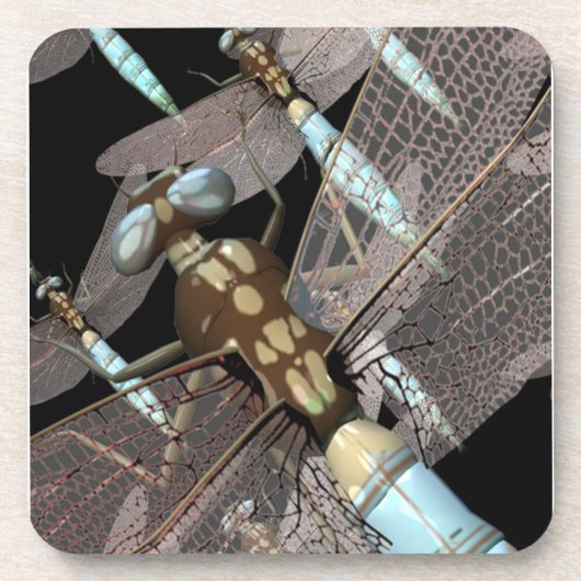 Dessous-de-verre Dragonfly Air Force sur Black (Devant)