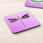 Dessous-de-verre Dragonfly - argent, or, violet et noir (Côté gauche)