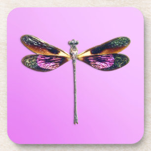 Dessous-de-verre Dragonfly - argent, or, violet et noir