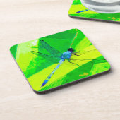 Dessous-de-verre Dragonfly bleu sur l'impressionnisme Abstrait vert (Côté gauche)