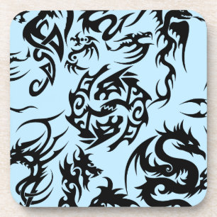 Dessous-de-verre Dragons noirs motif contour.b L BG bleu