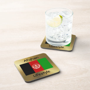 Dessous-de-verre Drapeau Afghanistan+Dessous de verre texte