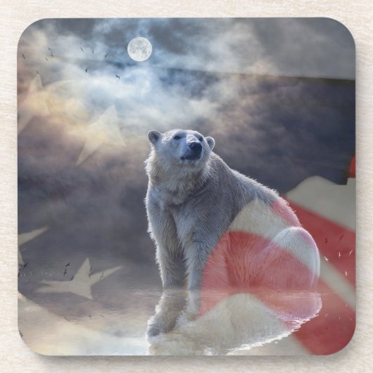 Dessous-de-verre Drapeau américain de l'Ours polaire de l'Alaska (Devant)