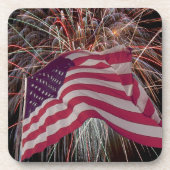 Dessous-de-verre Drapeau américain et feux d'artifice (Devant)