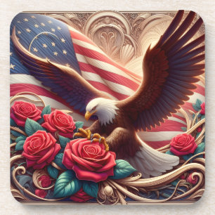 Dessous-de-verre Drapeau américain patriotique et aigle