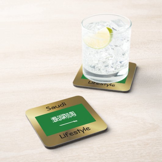 Dessous-de-verre Drapeau Arabie saoudite+Dessous de verre texte (Côté Droit)