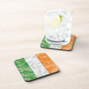 Dessous-de-verre Drapeau de l'Irlande avec motif shamrock