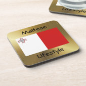 Dessous-de-verre Drapeau de Malte+Dessous de verre de texte (Côté gauche)