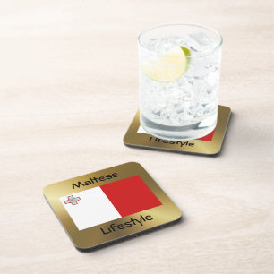 Dessous-de-verre Drapeau de Malte+Dessous de verre de texte