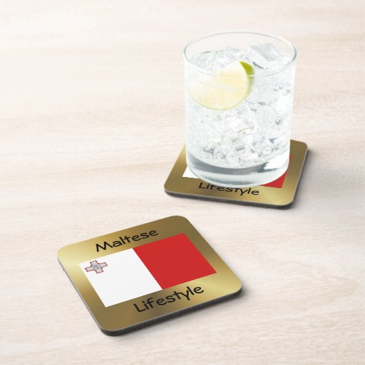 Dessous-de-verre Drapeau de Malte+Dessous de verre de texte (Côté Droit)