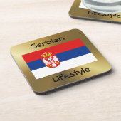 Dessous-de-verre Drapeau de Serbie+Dessous de verre de texte (Côté gauche)