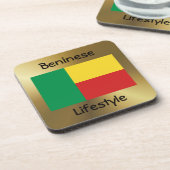 Dessous-de-verre Drapeau du Bénin+Dessous de verre texte (Côté gauche)