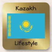 Dessous-de-verre Drapeau du Kazakhstan+Dessous de verre texte (Devant)