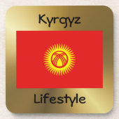 Dessous-de-verre Drapeau du Kirghizistan+Dessous de verre de texte (Devant)
