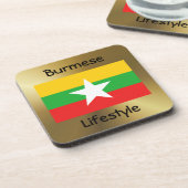 Dessous-de-verre Drapeau du Myanmar+Dessous de verre texte (Côté gauche)