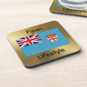 Dessous-de-verre Drapeau Fidji+Dessous de verre de texte (Côté gauche)