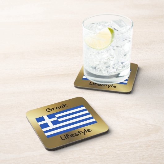 Dessous-de-verre Drapeau Grèce+Dessous de verre texte (Côté Droit)