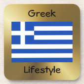 Dessous-de-verre Drapeau Grèce+Dessous de verre texte (Devant)