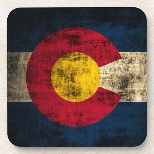 Dessous-de-verre Drapeau grunge du Colorado (Devant)
