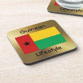 Dessous-de-verre Drapeau Guinée-Bissau+Dessous de verre texte (Côté gauche)