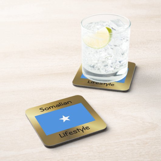 Dessous-de-verre Drapeau Somalie+Dessous de verre texte (Côté Droit)