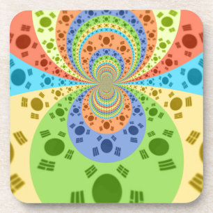 Dessous-de-verre Drapeau sud-coréen Inspiré Art Abstrait Impression