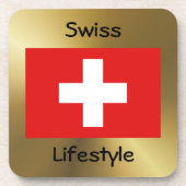 Dessous-de-verre Drapeau Suisse+Dessous de verre texte (Devant)