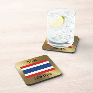 Dessous-de-verre Drapeau Thaïlande+Dessous de verre texte