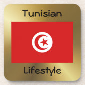 Dessous-de-verre Drapeau tunisien+Dessous de verre texte (Devant)