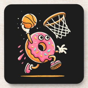 Dessous-de-verre Drôle Donut Dunking Basketball Food Champ Sports D