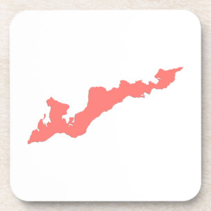 Dessous de verre du logo de Fishers Island - Coral