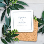 Dessous-de-verre Dusty Blue Mariage neuf minimaliste moderne<br><div class="desc">Le dessous de verre Mariage moderne, simple, minimaliste et chic, est doté d'une bordure double encadrée dans un bleu poussiéreux branché sur un arrière - plan blanc immaculé. Ce design simple et moderne offre une sophistication classique et intemporelle. Personnalisez les noms de couple et la date de l'événement en lettres...</div>