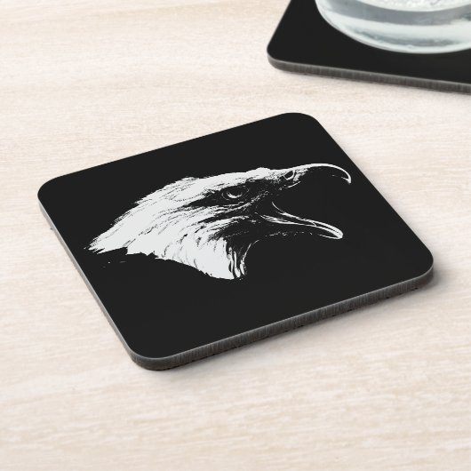 Dessous-de-verre Eagle chauve en noir Choisir votre Arrière - plan (Côté gauche)