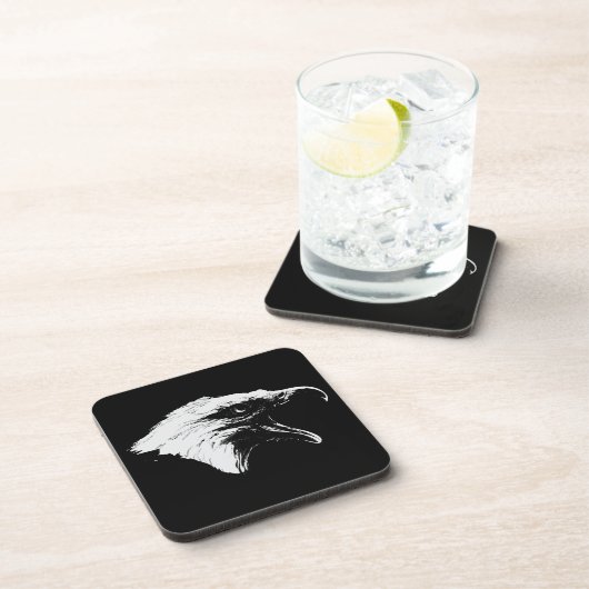 Dessous-de-verre Eagle chauve en noir Choisir votre Arrière - plan (Côté Droit)