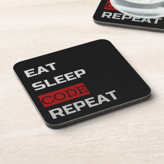 Dessous-de-verre Eat Sleep CODE Répéter (Côté gauche)