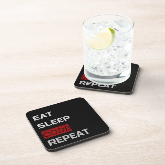 Dessous-de-verre Eat Sleep CODE Répéter (Côté Droit)
