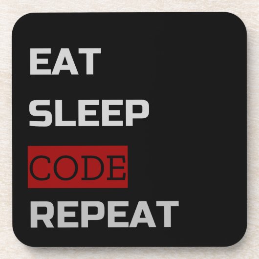 Dessous-de-verre Eat Sleep CODE Répéter (Devant)
