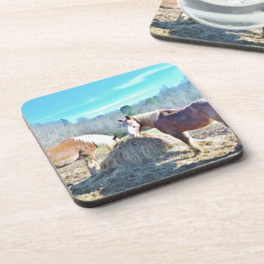 Dessous-de-verre Ébauche secourue Chevaux mangeant foin (Côté gauche)