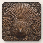 Dessous-de-verre Echidna Australienne En Bois Câblé, (Devant)