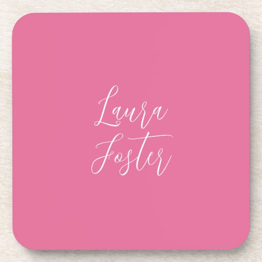 Dessous-de-verre Écriture manuscrite Nom élégant Couleur rose (Devant)