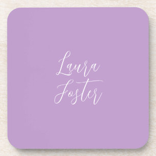 Dessous-de-verre Écriture manuscrite Nom élégant Lilac & couleur ro